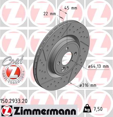 Zimmermann 150.2933.20 - Bremžu diski ps1.lv