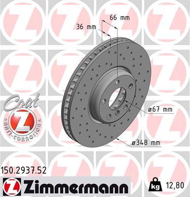 Zimmermann 150.2937.52 - Bremžu diski ps1.lv