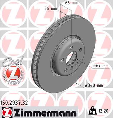 Zimmermann 150.2937.32 - Bremžu diski ps1.lv