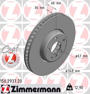 Zimmermann 150.2937.20 - Bremžu diski ps1.lv