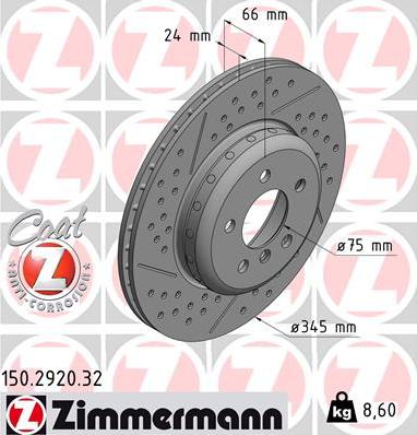 Zimmermann 150.2920.32 - Bremžu diski ps1.lv