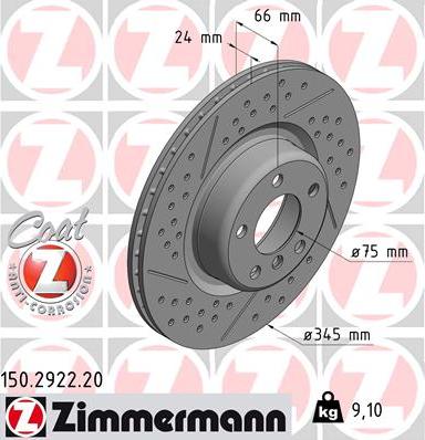 Zimmermann 150.2922.20 - Bremžu diski ps1.lv