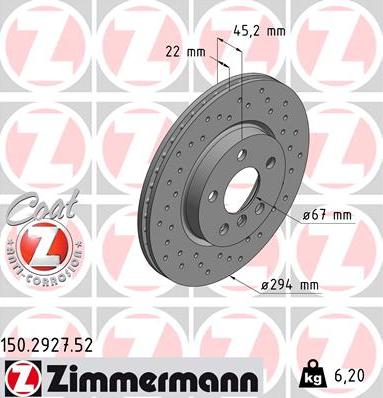 Zimmermann 150.2927.52 - Bremžu diski ps1.lv