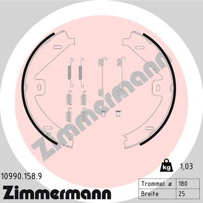 Zimmermann 10990.158.9 - Bremžu loku kompl., Stāvbremze ps1.lv