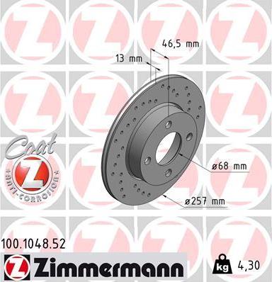 Zimmermann 100.1048.52 - Bremžu diski ps1.lv