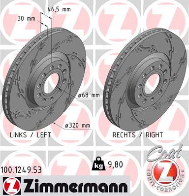 Zimmermann 100.1249.53 - Bremžu diski ps1.lv