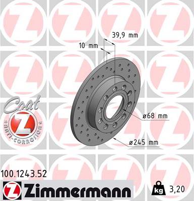 Zimmermann 100.1243.52 - Bremžu diski ps1.lv