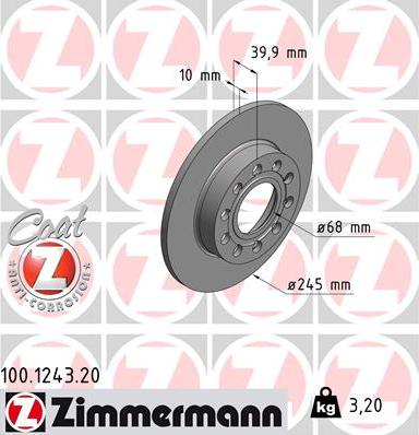 Zimmermann 100.1243.20 - Bremžu diski ps1.lv