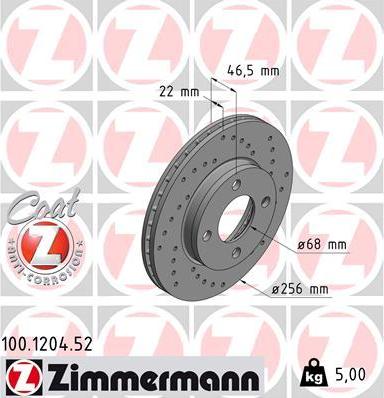 Zimmermann 100.1204.52 - Bremžu diski ps1.lv