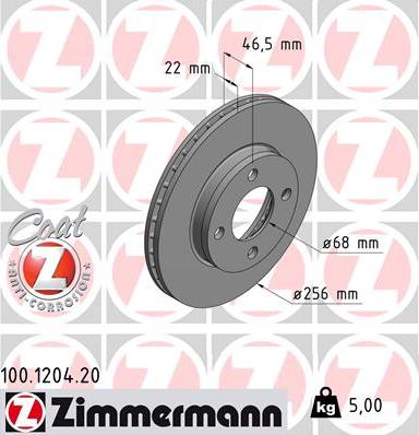 Zimmermann 100.1204.20 - Bremžu diski ps1.lv