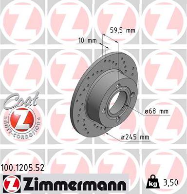 Zimmermann 100.1205.52 - Bremžu diski ps1.lv