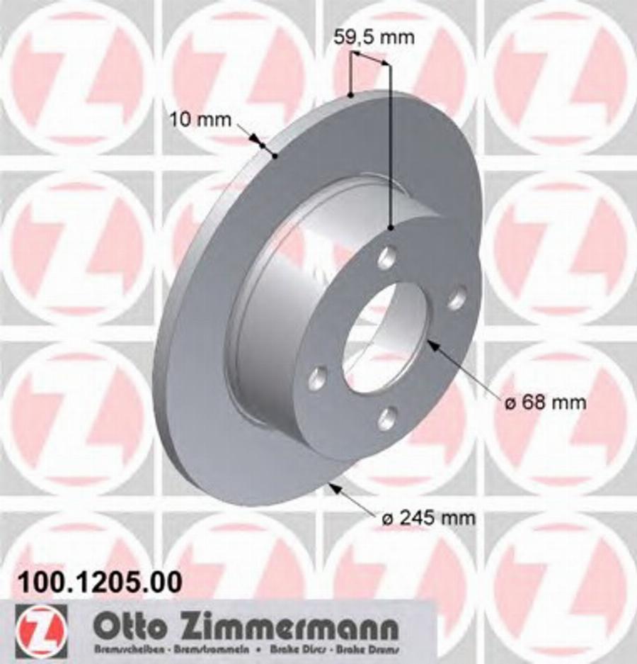 Zimmermann 100 1205 00 - Bremžu diski ps1.lv