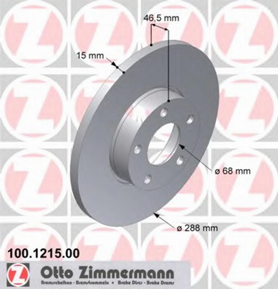 Zimmermann 100 1215 00 - Bremžu diski ps1.lv