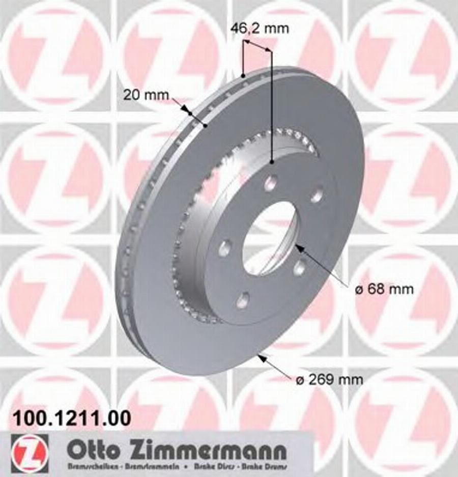 Zimmermann 100 1211 00 - Bremžu diski ps1.lv