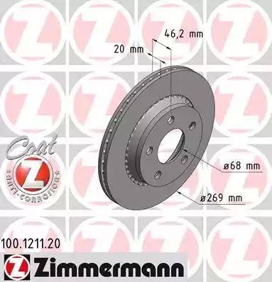 Zimmermann 100.1211.20 - Bremžu diski ps1.lv