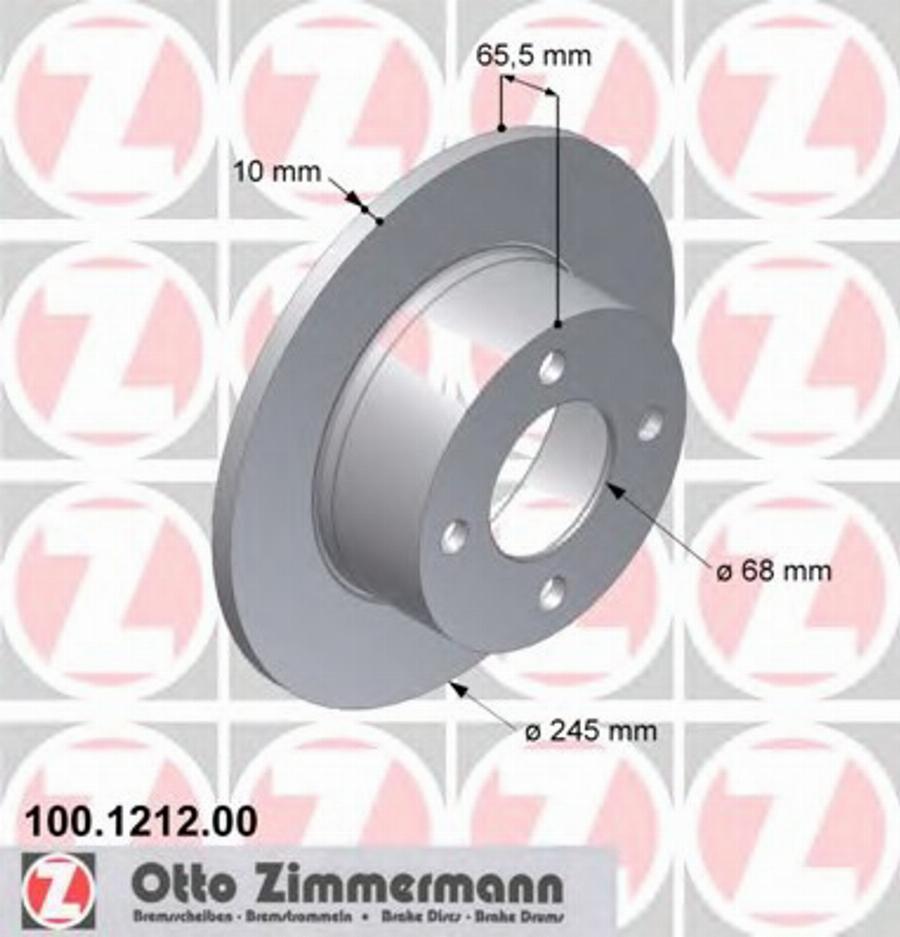 Zimmermann 100 1212 00 - Bremžu diski ps1.lv