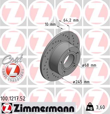 Zimmermann 100.1217.52 - Bremžu diski ps1.lv