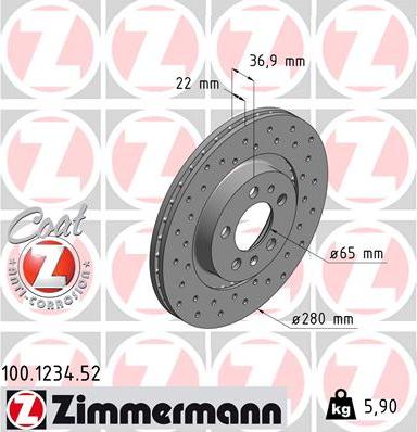 Zimmermann 100.1234.52 - Bremžu diski ps1.lv