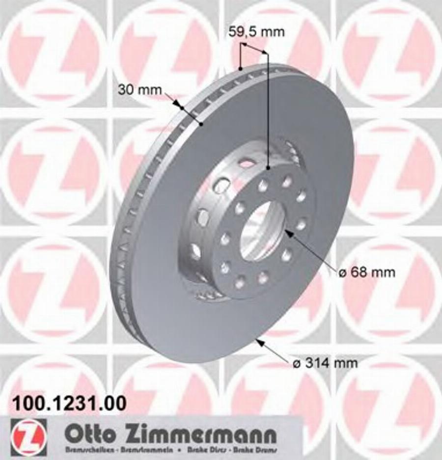 Zimmermann 100 1231 00 - Bremžu diski ps1.lv