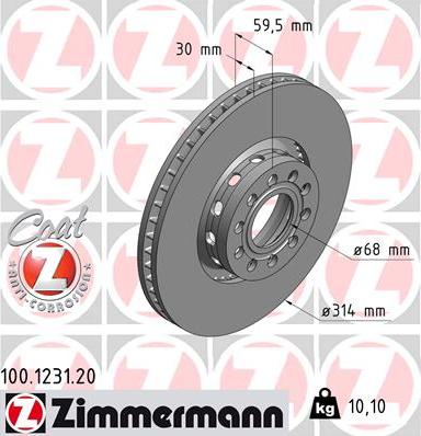 Zimmermann 100.1231.20 - Bremžu diski ps1.lv