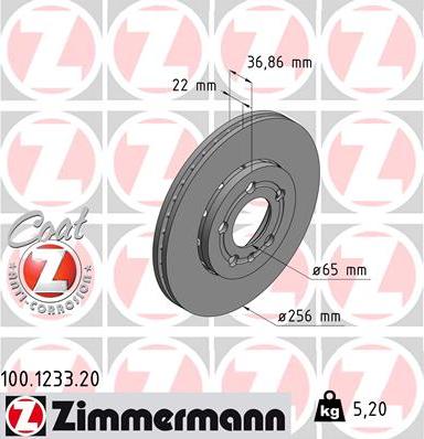 Zimmermann 100.1233.20 - Bremžu diski ps1.lv