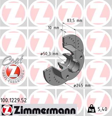 Zimmermann 100.1229.52 - Bremžu diski ps1.lv