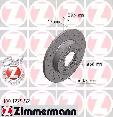 Zimmermann 100.1225.52 - Bremžu diski ps1.lv