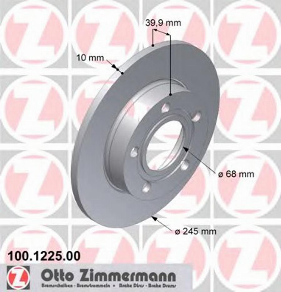 Zimmermann 100.1225.00 - Bremžu diski ps1.lv