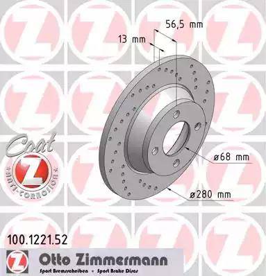 Zimmermann 100.1221.52 - Bremžu diski ps1.lv