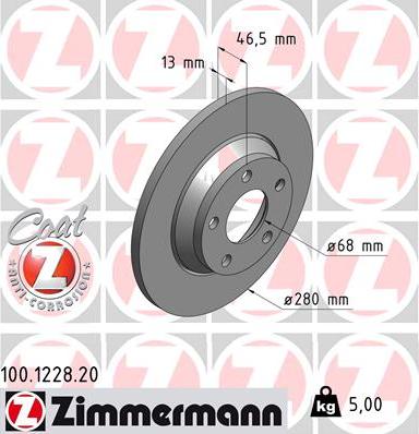 Zimmermann 100.1228.20 - Bremžu diski ps1.lv