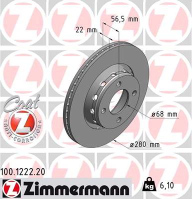 Zimmermann 100.1222.20 - Bremžu diski ps1.lv