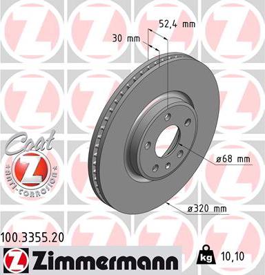 Zimmermann 100.3355.20 - Bremžu diski ps1.lv