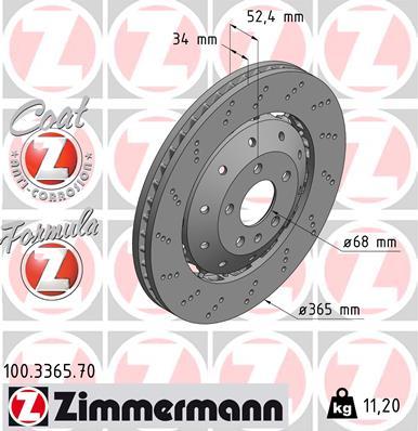 Zimmermann 100.3365.70 - Bremžu diski ps1.lv