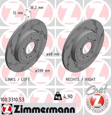 Zimmermann 100.3310.53 - Bremžu diski ps1.lv