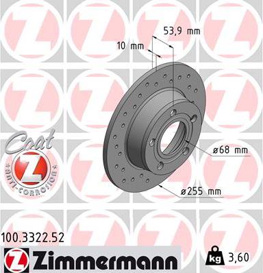 Zimmermann 100.3322.52 - Bremžu diski ps1.lv