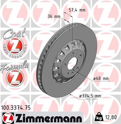 Zimmermann 100.3374.75 - Bremžu diski ps1.lv