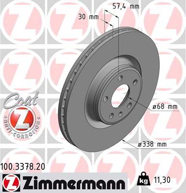 Zimmermann 100.3378.20 - Bremžu diski ps1.lv