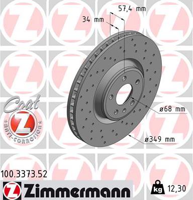 Zimmermann 100.3373.52 - Bremžu diski ps1.lv