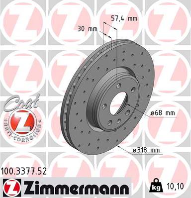 Zimmermann 100.3377.52 - Bremžu diski ps1.lv