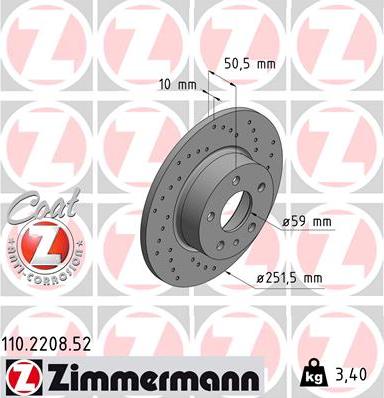 Zimmermann 110.2208.52 - Bremžu diski ps1.lv