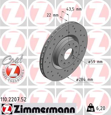 Zimmermann 110.2207.52 - Bremžu diski ps1.lv