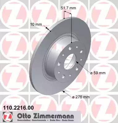 Zimmermann 110.2216.00 - Bremžu diski ps1.lv