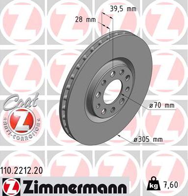 Zimmermann 110.2212.20 - Bremžu diski ps1.lv