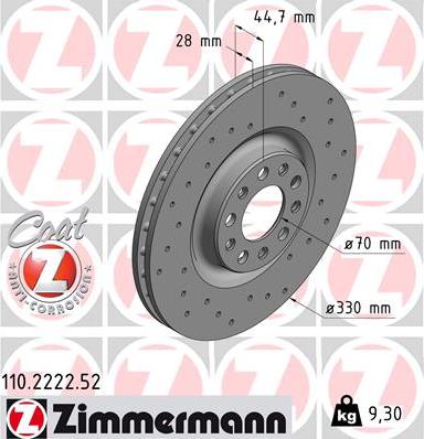 Zimmermann 110.2222.52 - Bremžu diski ps1.lv