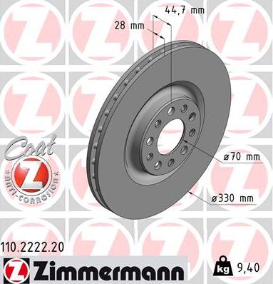 Zimmermann 110.2222.20 - Bremžu diski ps1.lv