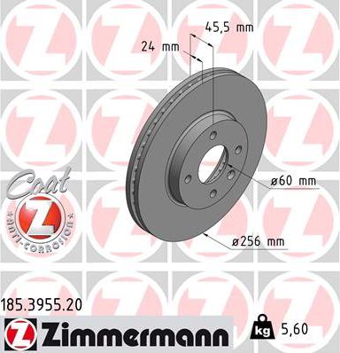 Zimmermann 185.3955.20 - Bremžu diski ps1.lv