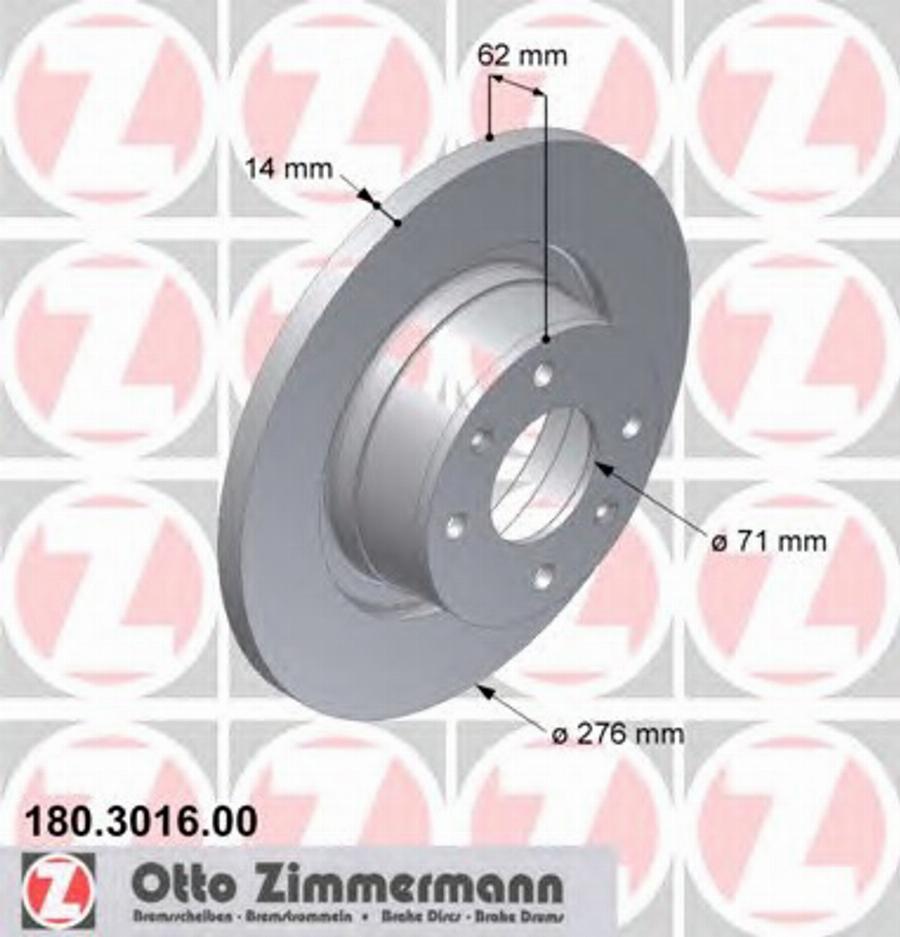 Zimmermann 180 3016 00 - Bremžu diski ps1.lv