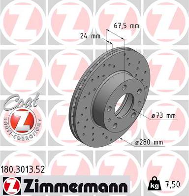 Zimmermann 180.3013.52 - Bremžu diski ps1.lv