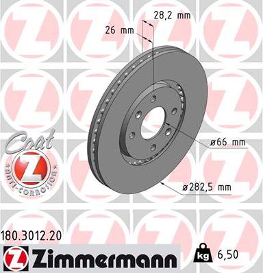 Zimmermann 180.3012.20 - Bremžu diski ps1.lv