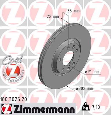 Zimmermann 180.3025.20 - Bremžu diski ps1.lv